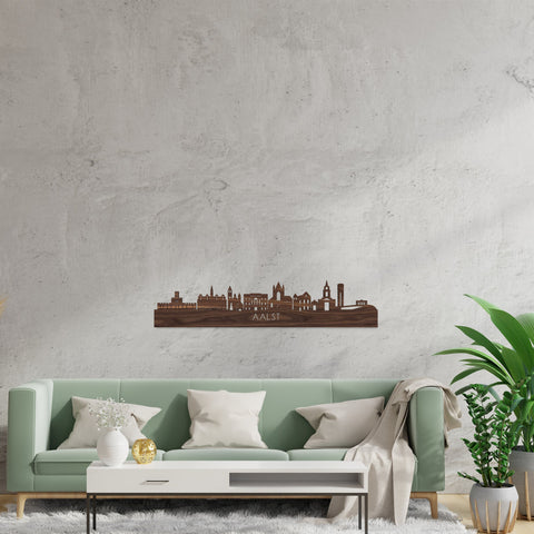 Skyline Aalst Noten houten cadeau decoratie relatiegeschenk van WoodWideCities