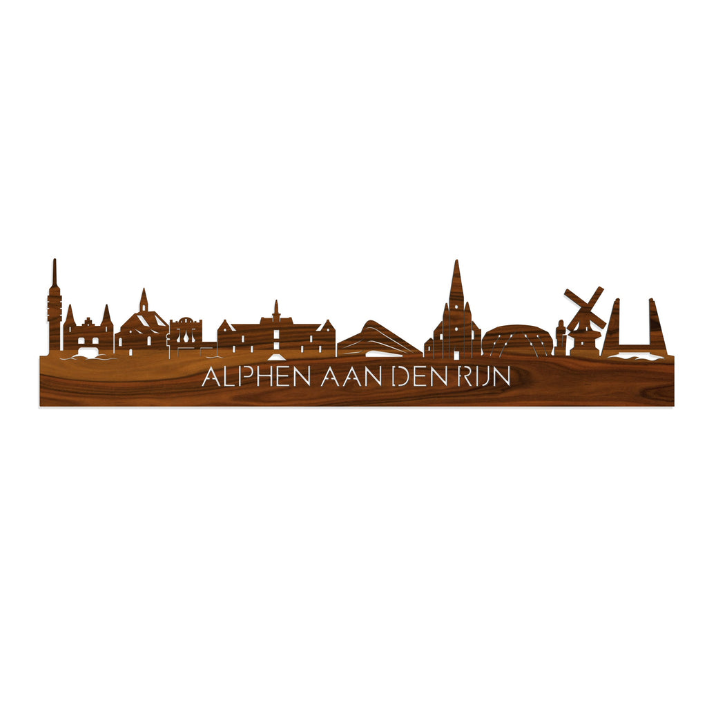 Skyline Alphen aan den Rijn Palissander houten cadeau decoratie relatiegeschenk van WoodWideCities