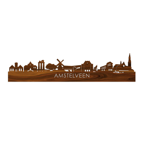 Skyline Amstelveen Palissander houten cadeau decoratie relatiegeschenk van WoodWideCities