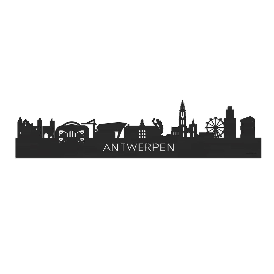 Skyline Antwerpen Zwart houten cadeau decoratie relatiegeschenk van WoodWideCities