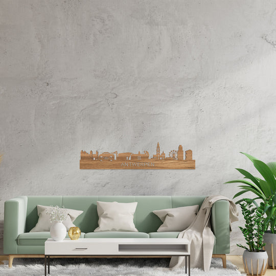 Skyline Antwerpen Eiken houten cadeau decoratie relatiegeschenk van WoodWideCities