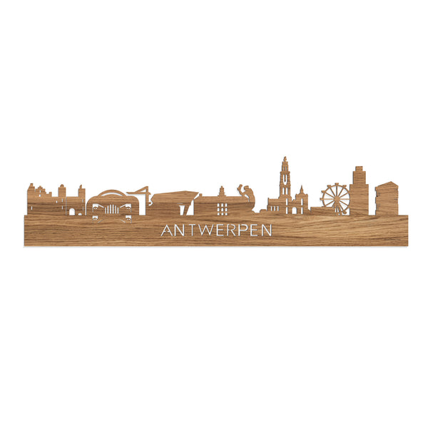 Skyline Antwerpen Eiken houten cadeau decoratie relatiegeschenk van WoodWideCities