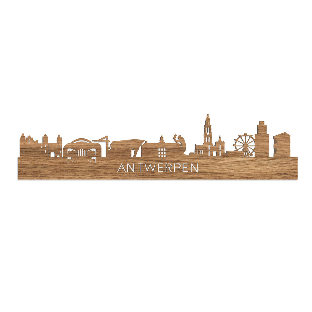 Skyline Antwerpen Eiken houten cadeau decoratie relatiegeschenk van WoodWideCities