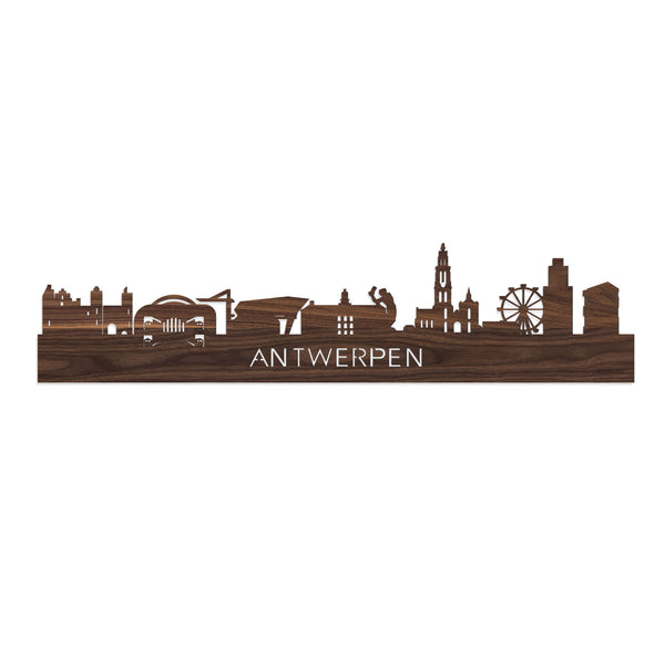 Skyline Antwerpen Noten houten cadeau decoratie relatiegeschenk van WoodWideCities