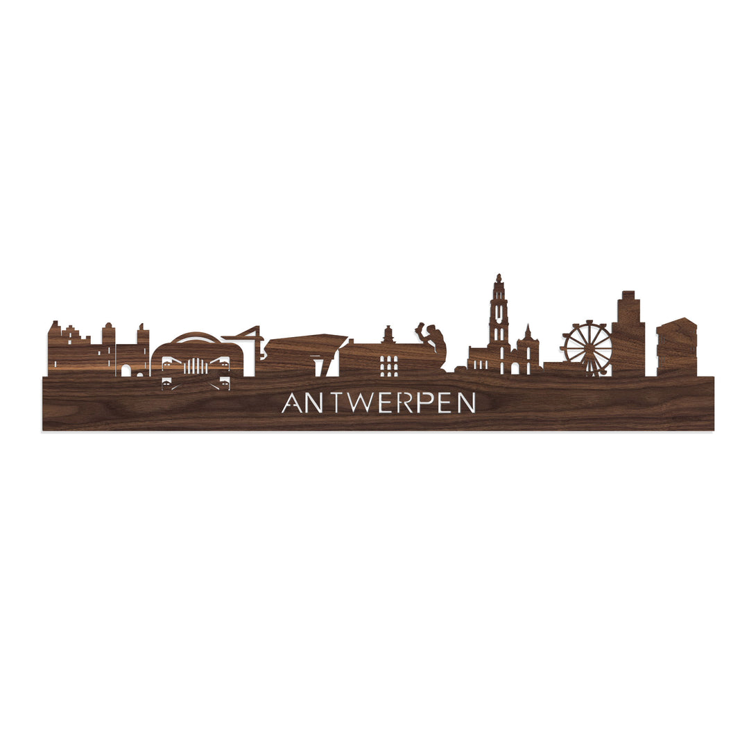 Skyline Antwerpen Noten houten cadeau decoratie relatiegeschenk van WoodWideCities