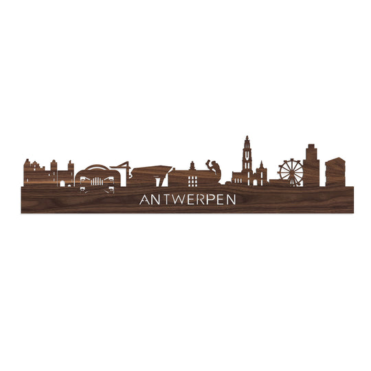 Skyline Antwerpen Noten houten cadeau decoratie relatiegeschenk van WoodWideCities