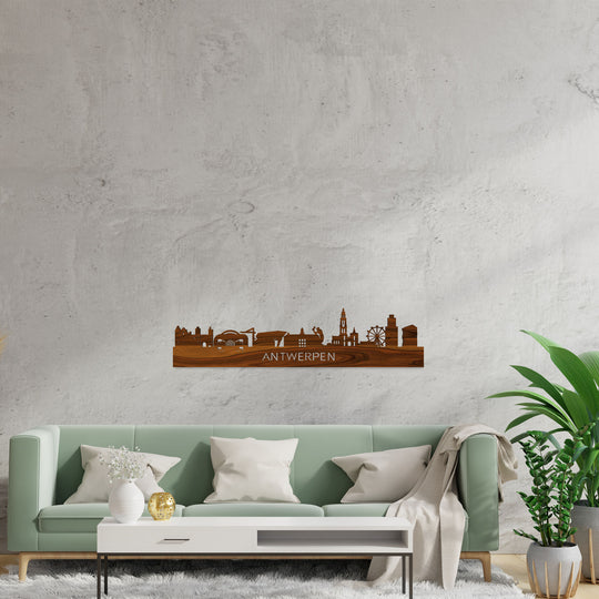 Skyline Antwerpen Palissander houten cadeau decoratie relatiegeschenk van WoodWideCities