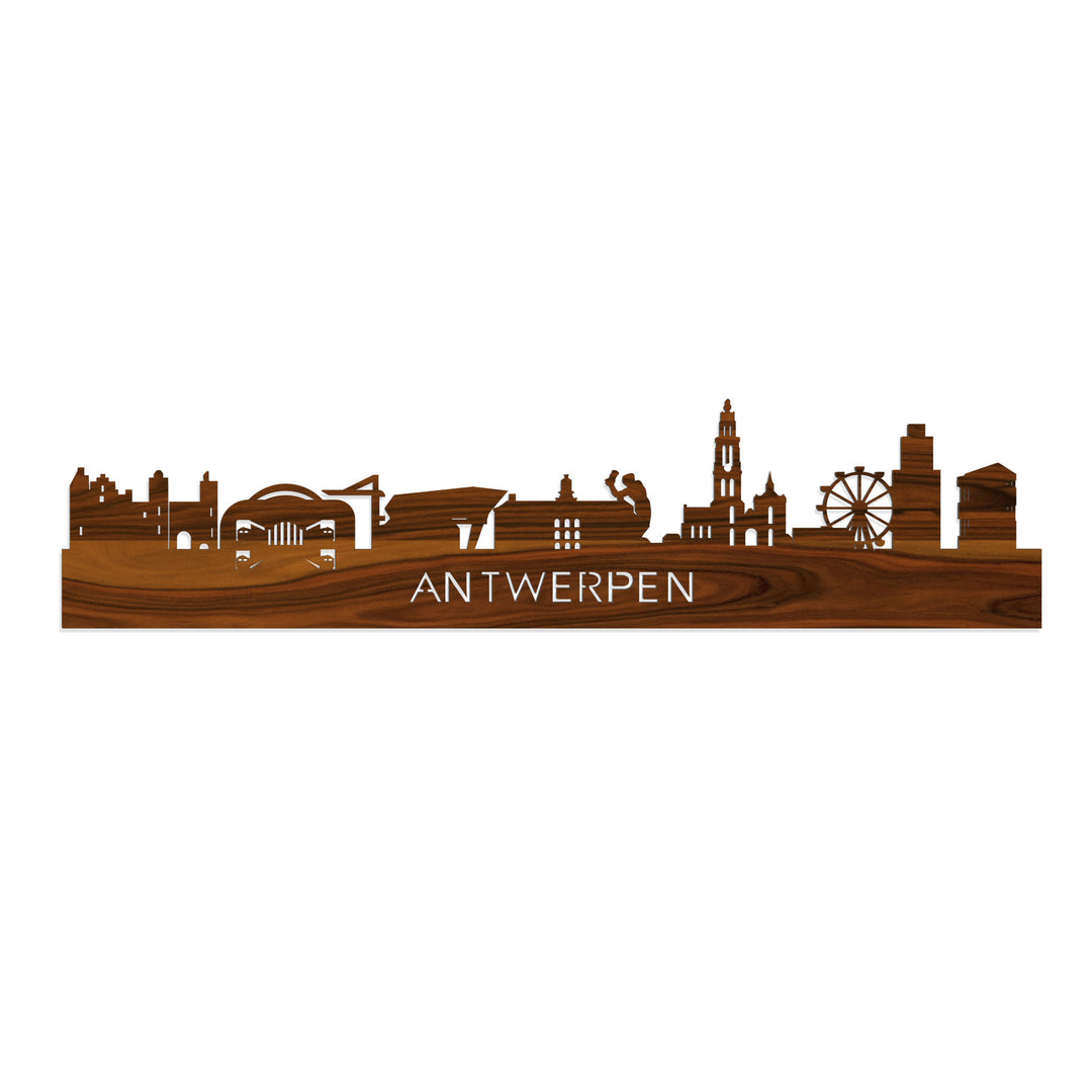 Skyline Antwerpen Palissander houten cadeau decoratie relatiegeschenk van WoodWideCities