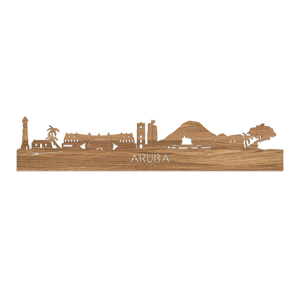 Skyline Aruba Eiken houten cadeau decoratie relatiegeschenk van WoodWideCities