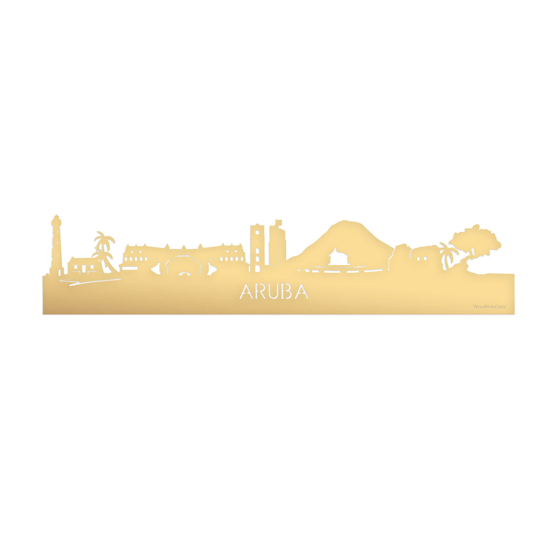 Skyline Aruba Metallic Goud gerecycled kunststof cadeau decoratie relatiegeschenk van WoodWideCities