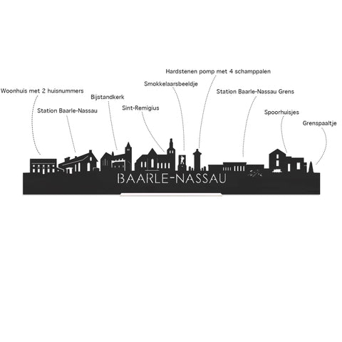 Skyline Baarle-Nassau Zwart houten cadeau decoratie relatiegeschenk van WoodWideCities