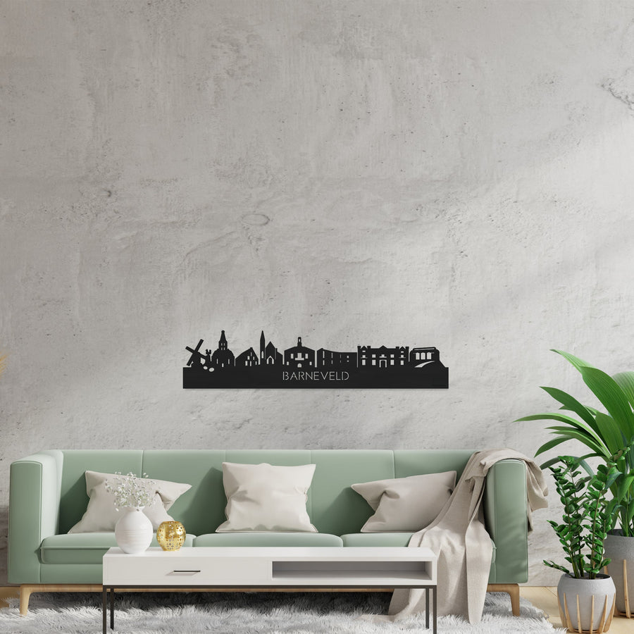 Skyline Barneveld Zwart houten cadeau decoratie relatiegeschenk van WoodWideCities