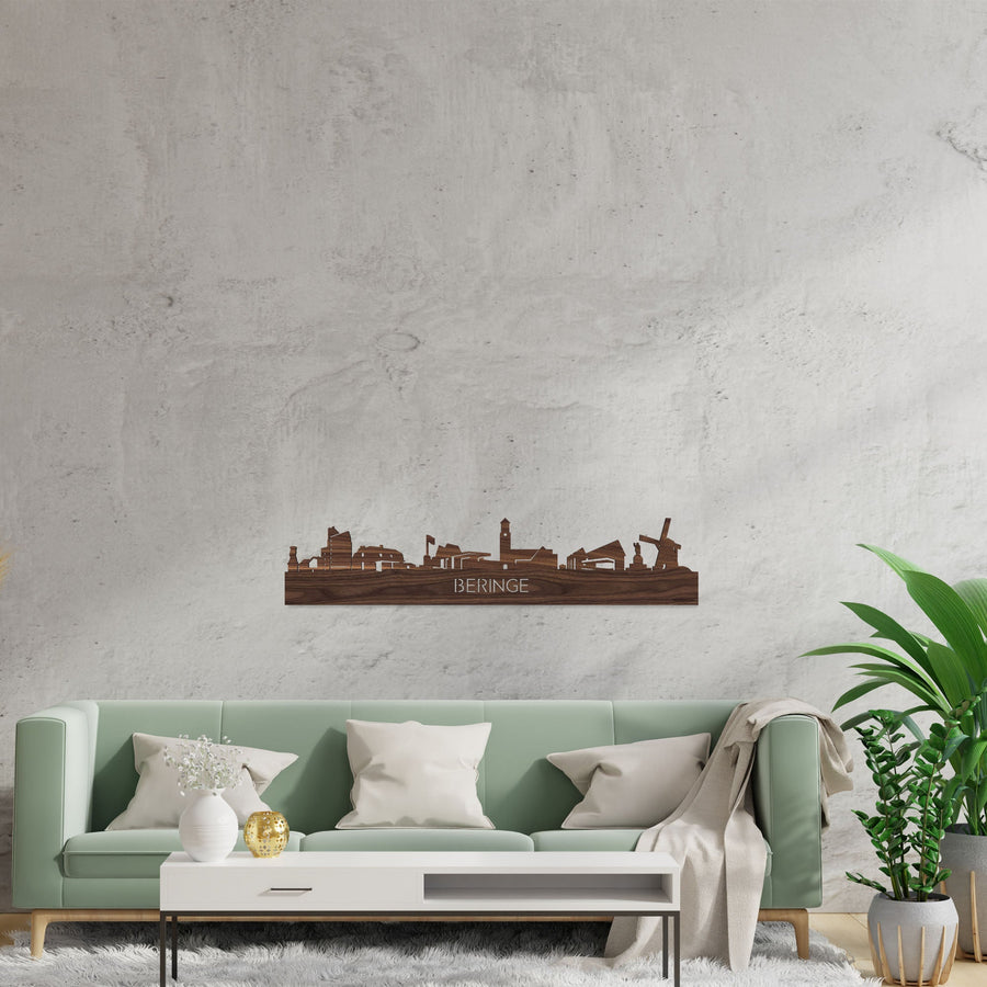 Skyline Beringe Noten houten cadeau decoratie relatiegeschenk van WoodWideCities