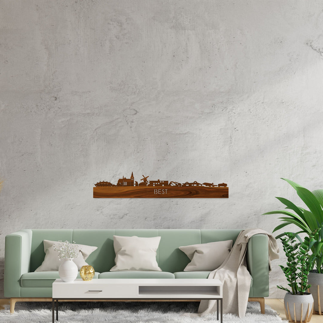 Skyline Best Palissander houten cadeau decoratie relatiegeschenk van WoodWideCities