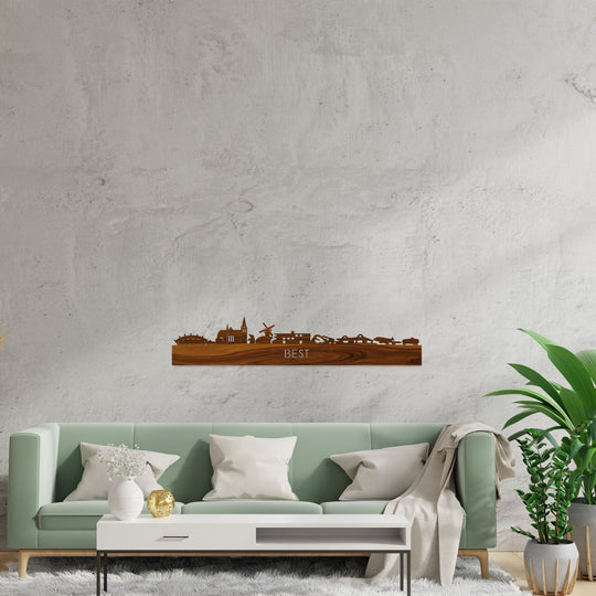 Skyline Best Palissander houten cadeau decoratie relatiegeschenk van WoodWideCities