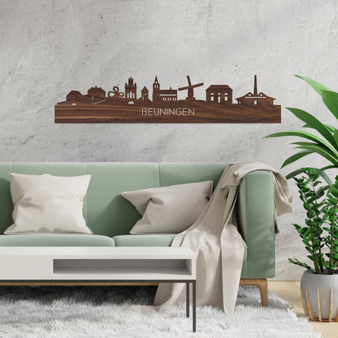 Skyline Beuningen Noten houten cadeau decoratie relatiegeschenk van WoodWideCities