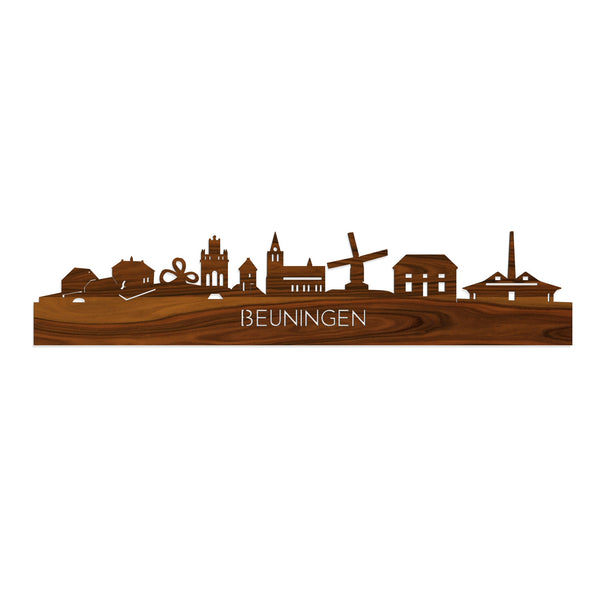 Skyline Beuningen Palissander houten cadeau decoratie relatiegeschenk van WoodWideCities