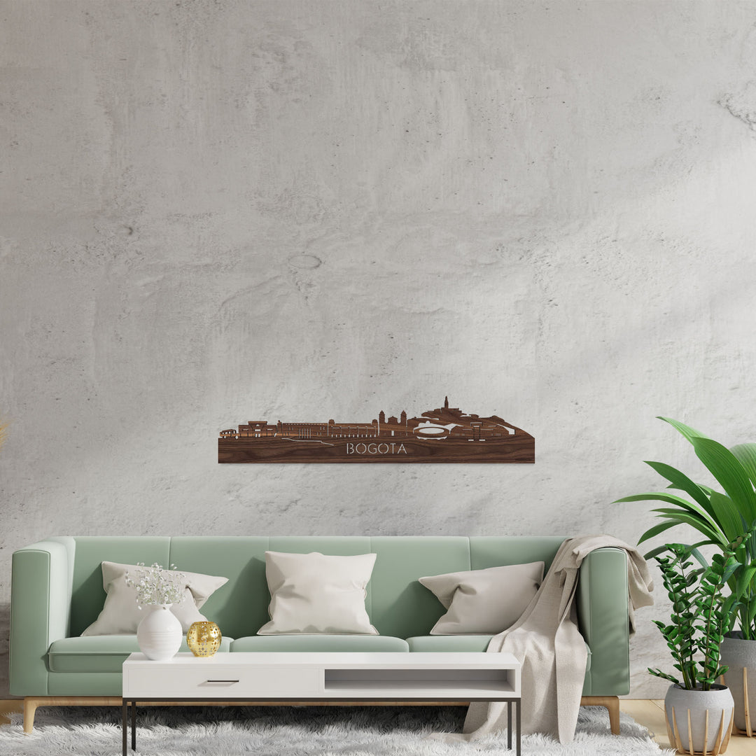 Skyline Bogotá Noten houten cadeau decoratie relatiegeschenk van WoodWideCities