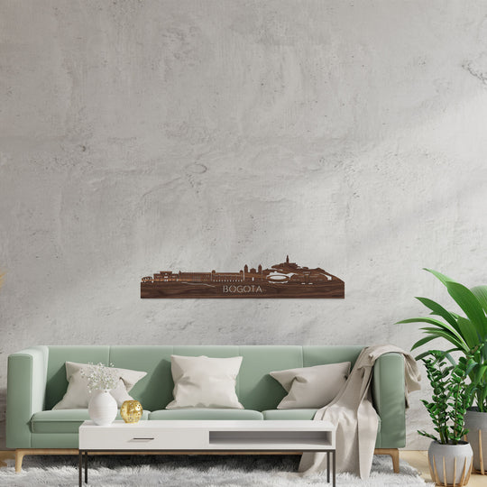 Skyline Bogotá Noten houten cadeau decoratie relatiegeschenk van WoodWideCities
