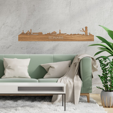 Skyline Bonaire Eiken houten cadeau decoratie relatiegeschenk van WoodWideCities