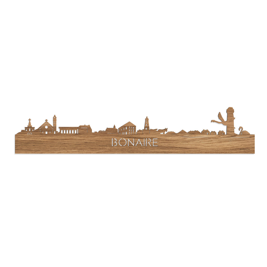Skyline Bonaire Eiken houten cadeau decoratie relatiegeschenk van WoodWideCities