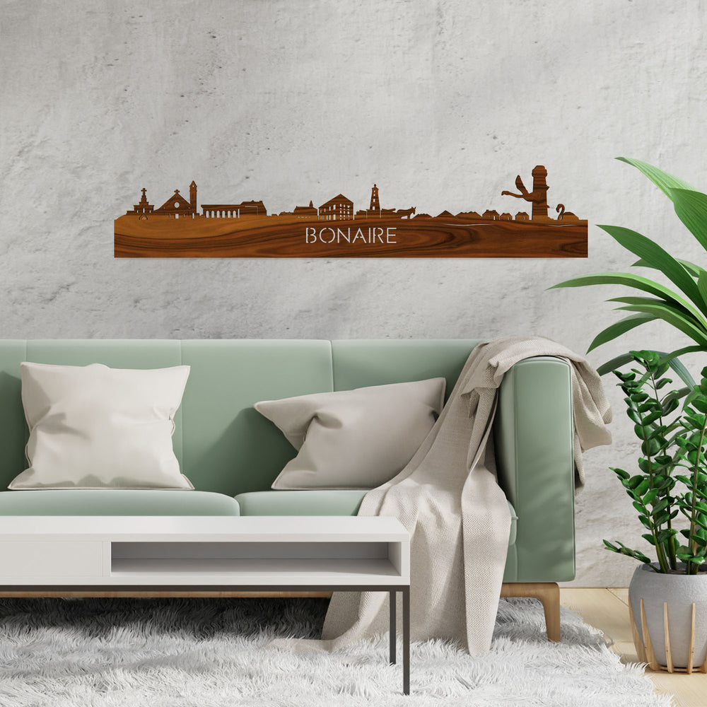 Skyline Bonaire Palissander houten cadeau decoratie relatiegeschenk van WoodWideCities