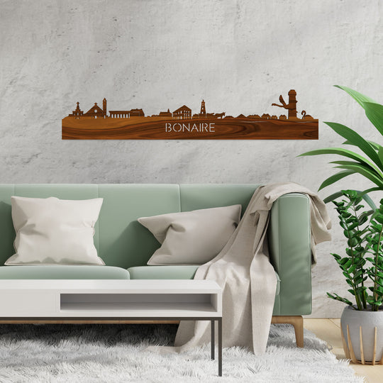 Skyline Bonaire Palissander houten cadeau decoratie relatiegeschenk van WoodWideCities