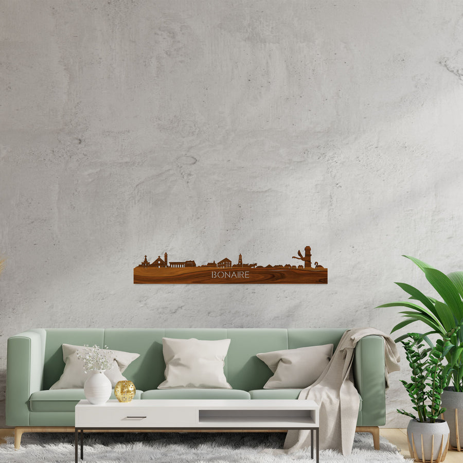 Skyline Bonaire Palissander houten cadeau decoratie relatiegeschenk van WoodWideCities