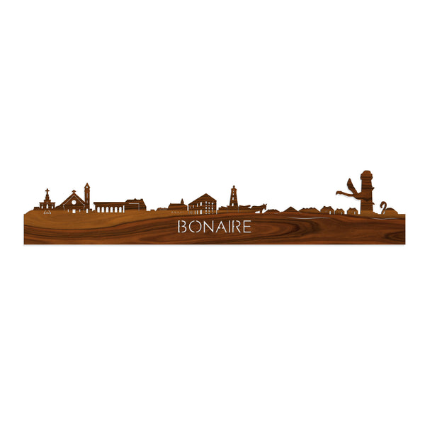 Skyline Bonaire Palissander houten cadeau decoratie relatiegeschenk van WoodWideCities