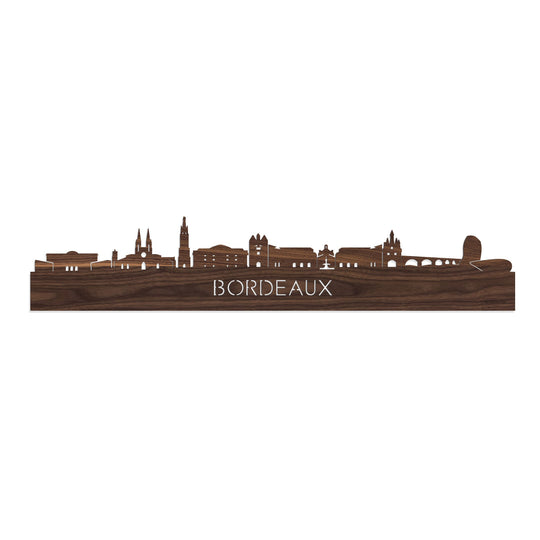 Skyline Bordeaux Noten houten cadeau decoratie relatiegeschenk van WoodWideCities