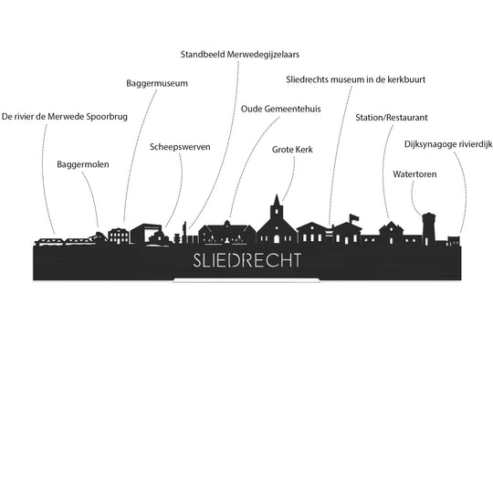 Skyline Borrelplank Sliedrecht houten cadeau decoratie relatiegeschenk van WoodWideCities