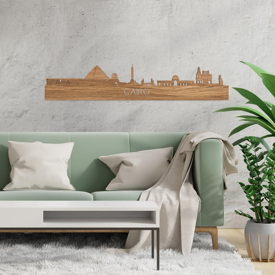 Skyline Cairo Eiken houten cadeau decoratie relatiegeschenk van WoodWideCities