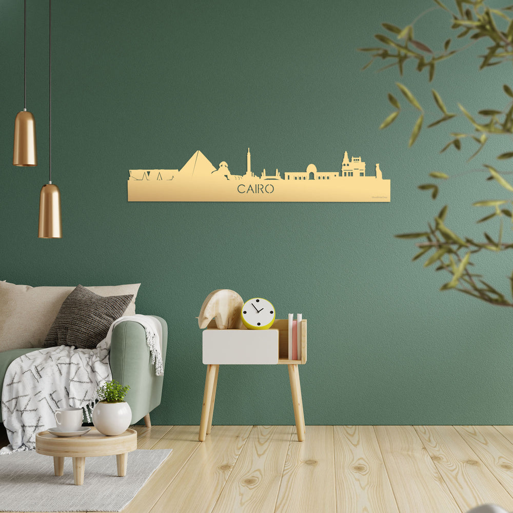 Skyline Cairo Metallic Goud gerecycled kunststof cadeau decoratie relatiegeschenk van WoodWideCities