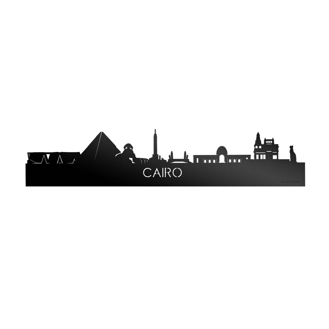 Skyline Cairo Zwart glanzend gerecycled kunststof cadeau decoratie relatiegeschenk van WoodWideCities
