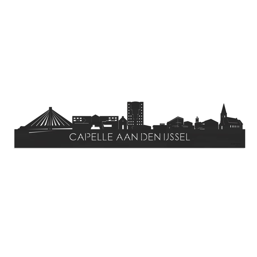 Skyline Capelle aan den IJssel Zwart houten cadeau decoratie relatiegeschenk van WoodWideCities