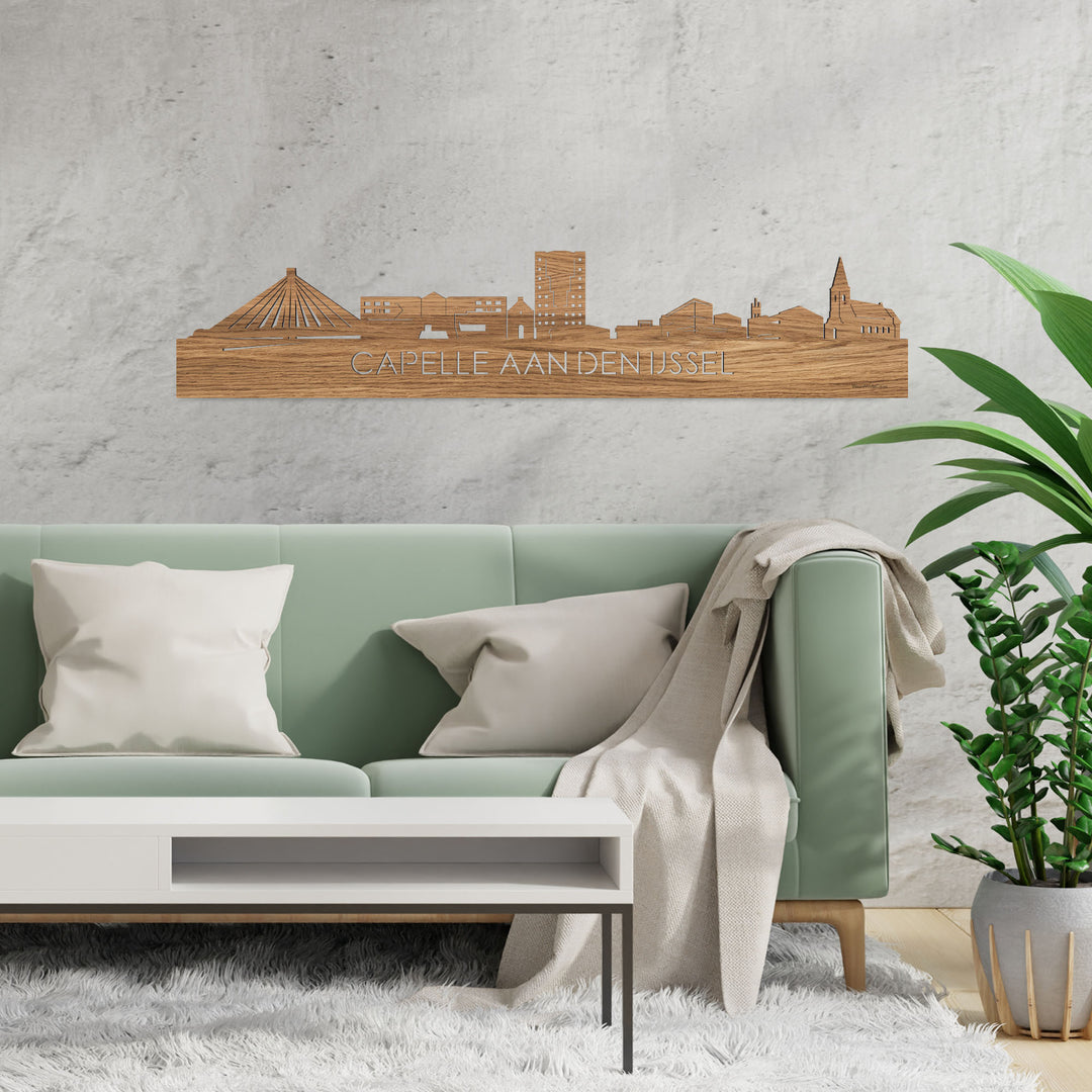 Skyline Capelle aan den IJssel Eiken houten cadeau decoratie relatiegeschenk van WoodWideCities