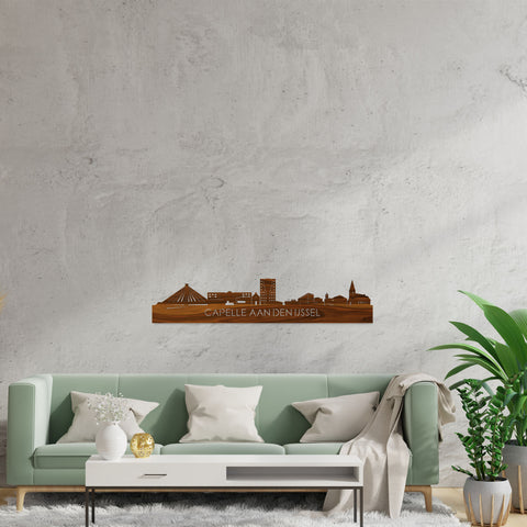 Skyline Capelle aan den IJssel Palissander houten cadeau decoratie relatiegeschenk van WoodWideCities