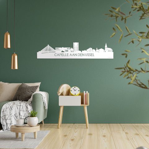 Skyline Capelle aan den IJssel Wit glanzend gerecycled kunststof cadeau decoratie relatiegeschenk van WoodWideCities