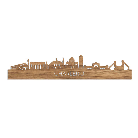 Skyline Charleroi Eiken houten cadeau decoratie relatiegeschenk van WoodWideCities