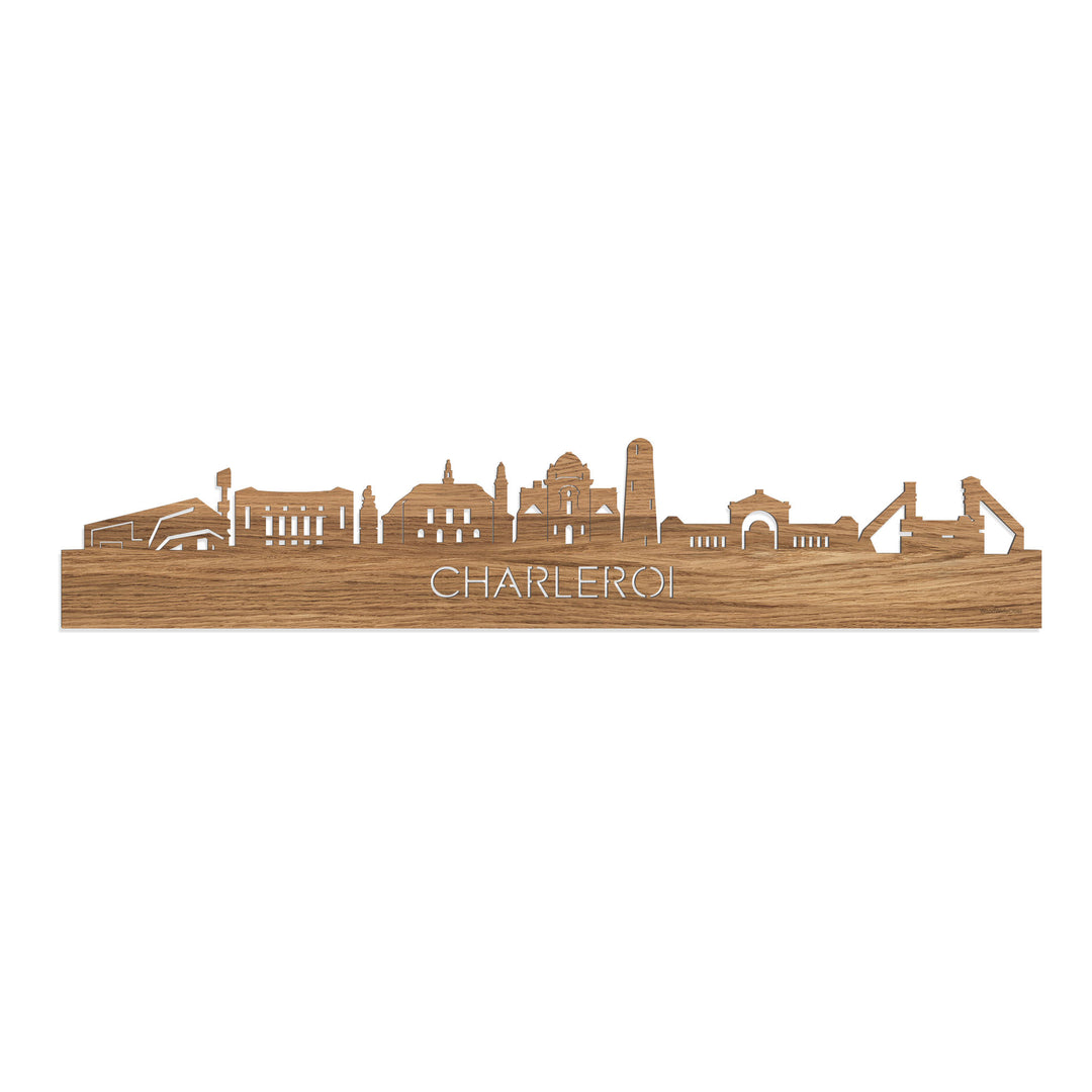 Skyline Charleroi Eiken houten cadeau decoratie relatiegeschenk van WoodWideCities