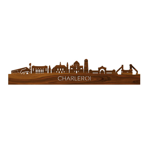 Skyline Charleroi Palissander houten cadeau decoratie relatiegeschenk van WoodWideCities