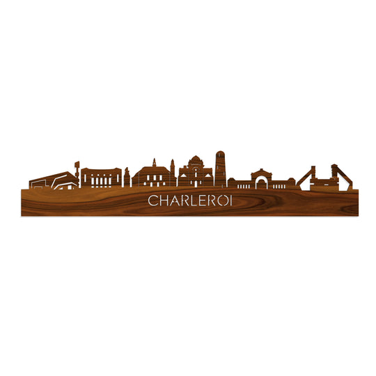 Skyline Charleroi Palissander houten cadeau decoratie relatiegeschenk van WoodWideCities