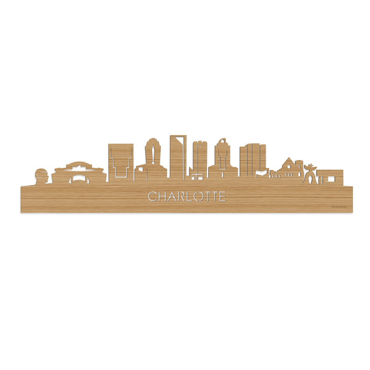Skyline Charlotte Bamboe houten cadeau decoratie relatiegeschenk van WoodWideCities
