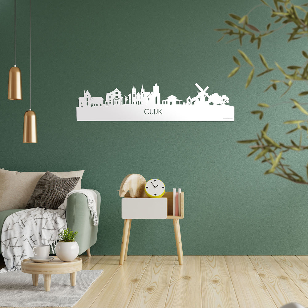 Skyline Cuijk Wit glanzend gerecycled kunststof cadeau decoratie relatiegeschenk van WoodWideCities