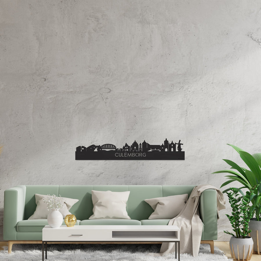 Skyline Culemborg Zwart houten cadeau decoratie relatiegeschenk van WoodWideCities