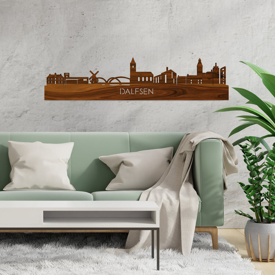 Skyline Dalfsen Palissander houten cadeau decoratie relatiegeschenk van WoodWideCities