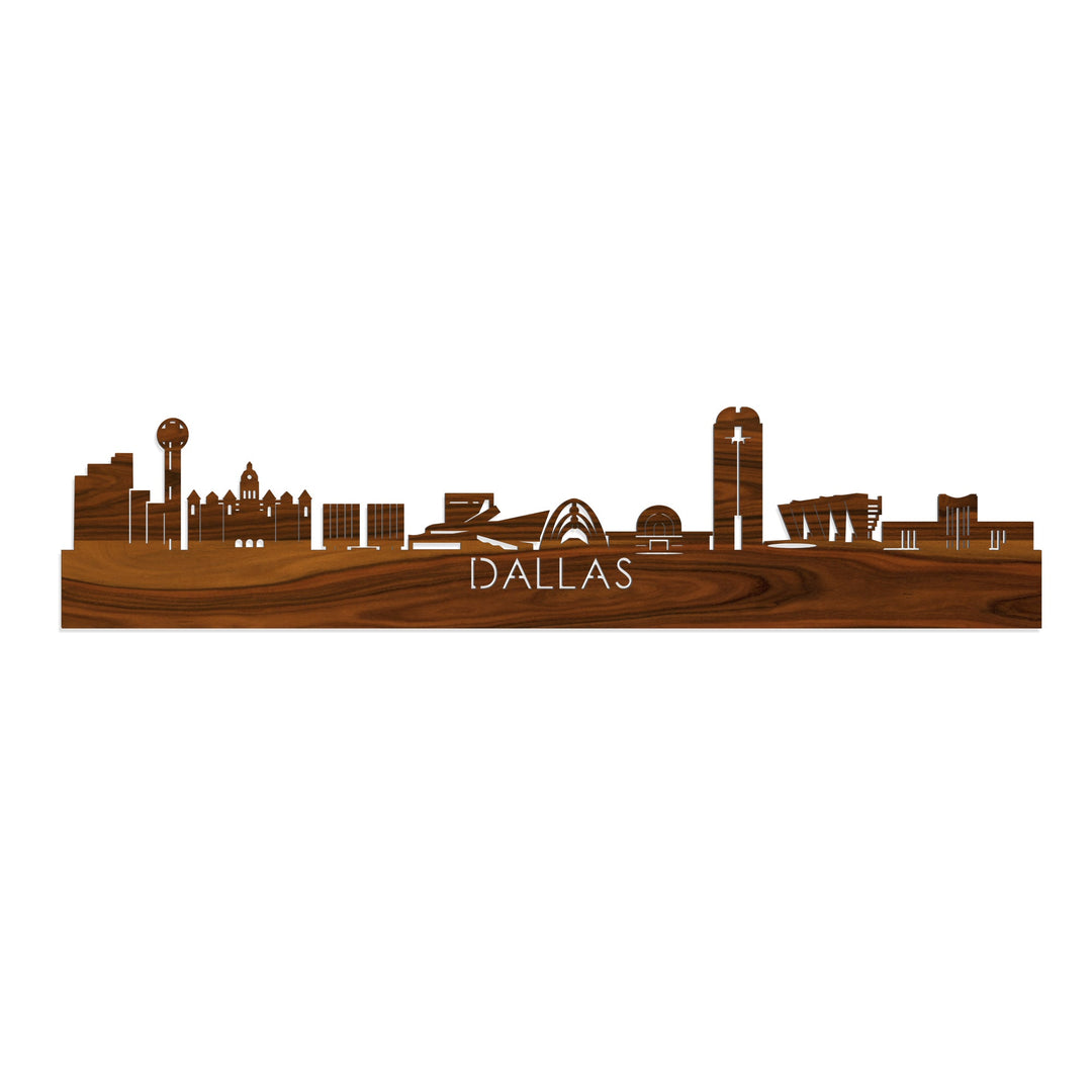 Skyline Dallas Palissander houten cadeau decoratie relatiegeschenk van WoodWideCities