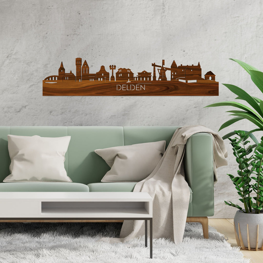 Skyline Delden Palissander houten cadeau decoratie relatiegeschenk van WoodWideCities