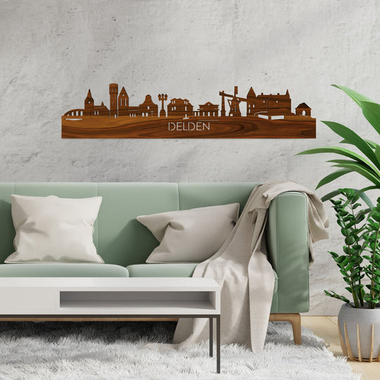 Skyline Delden Palissander houten cadeau decoratie relatiegeschenk van WoodWideCities