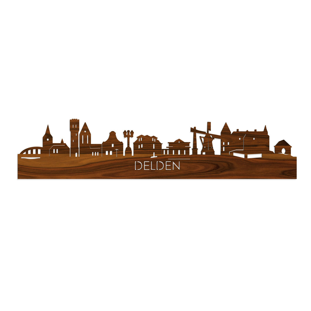 Skyline Delden Palissander houten cadeau decoratie relatiegeschenk van WoodWideCities